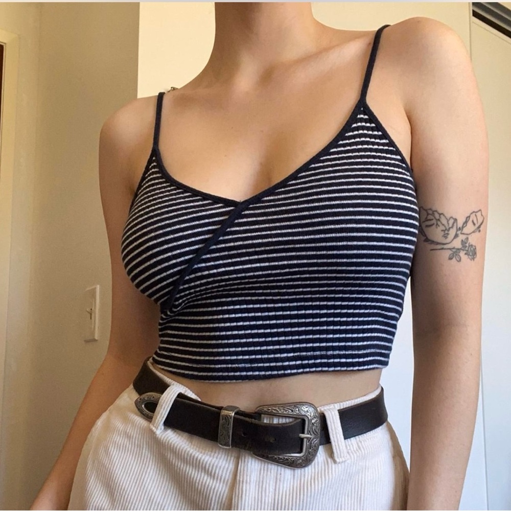 Topshop Navy and White Striped Camisole
